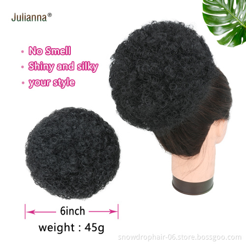 Julianna  Wrap Drawstring Hair Puff Chignon with Combs short afro kinky cheveux bun hair afro puff ponytail